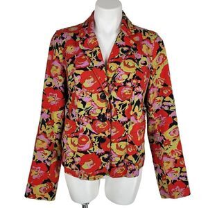 Isaac Mizrahi cotton rose blazer Size Large